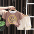 Children's Cotton Stripe Letter Short Sleeve Two Pieces